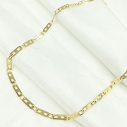 14k Solid Yellow Gold Mirror Flat Rectangle Link Chain
